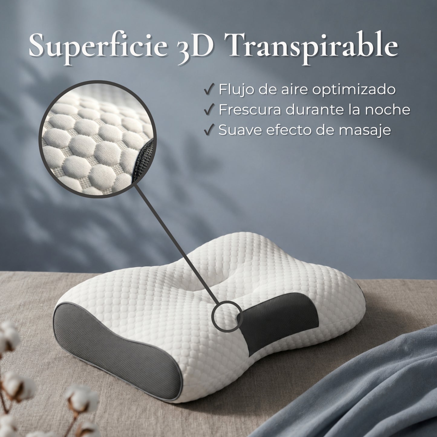 Almohada de punto ergonómica 3D - Soporte ideal para un descanso reparador