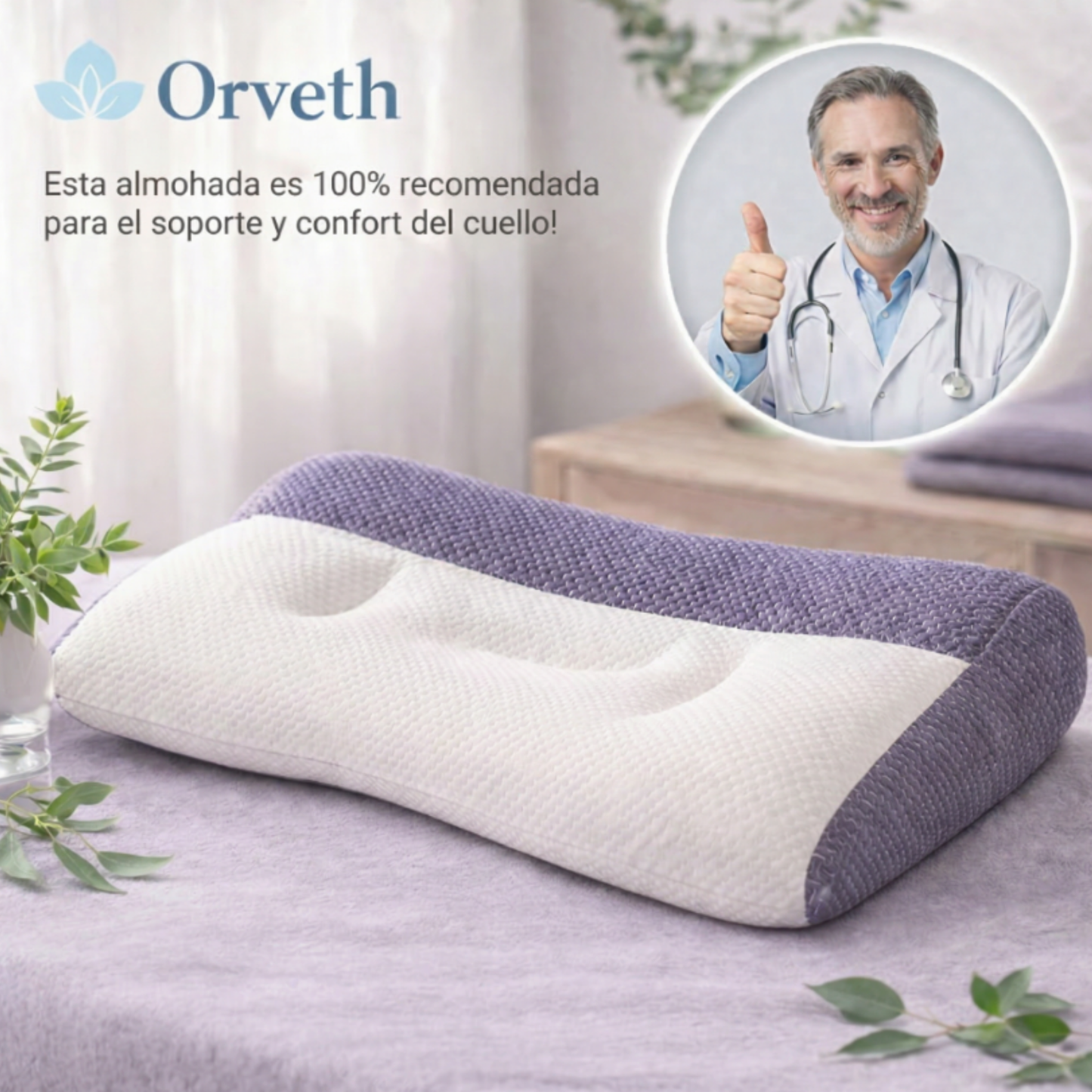 Almohada Ergonómica Orveth - Alinea Cuello y Columna Para Un Descanso Pleno Sin Dolor