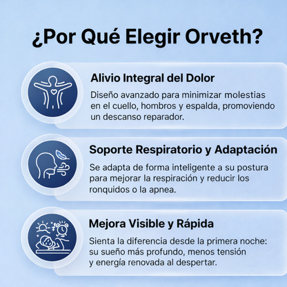 Almohada Ergonómica Orveth - Alinea Cuello y Columna Para Un Descanso Pleno Sin Dolor