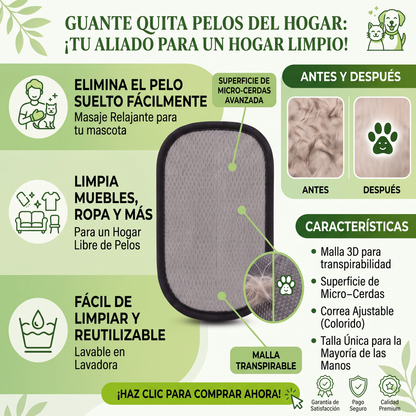 Manopla quita pelos mascota