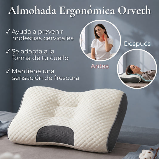 Almohada Ergonómica Cervical Orveth - Soporte Ideal Para Un Descanso Reparador