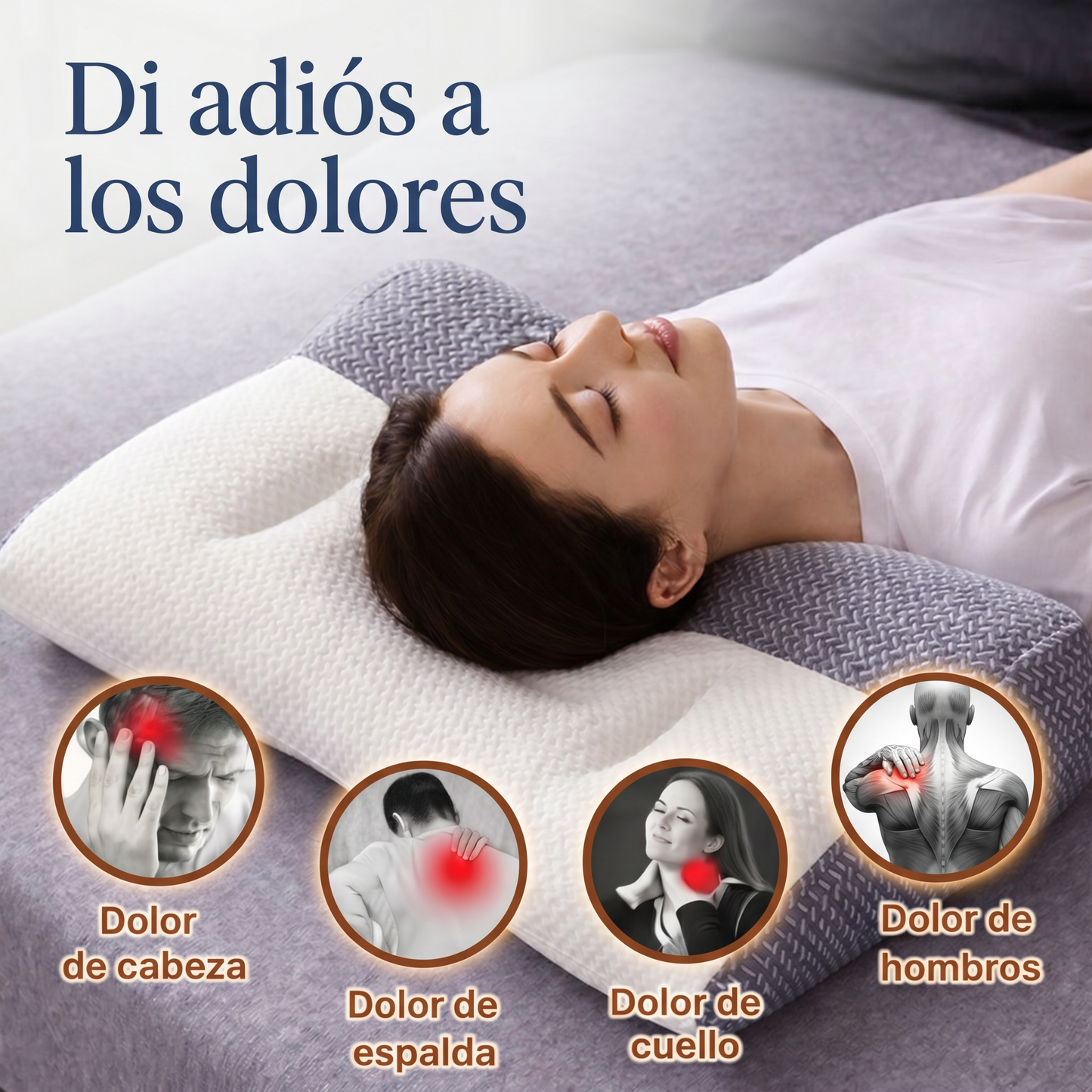 Almohada Ergonómica Orveth - Alinea Cuello y Columna Para Un Descanso Pleno Sin Dolor